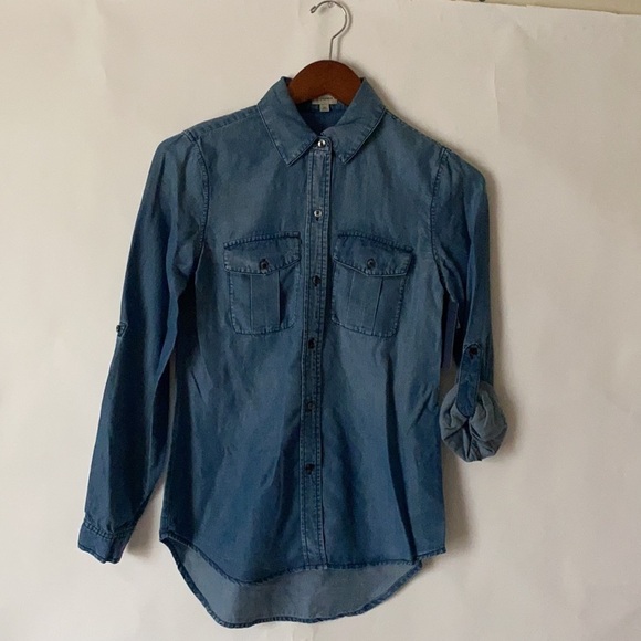 Cremieux Size XS Jade Chambray Women’s Long Sleeves Blouse Denim Jeans - Picture 3 of 15
